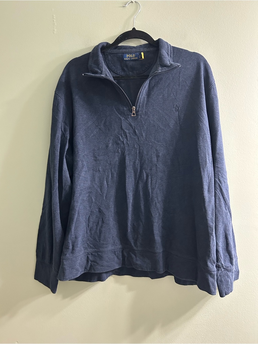 Polo Ralph Lauren navy blue quarter zip sweater pull over preppy - Picture 4 of 5